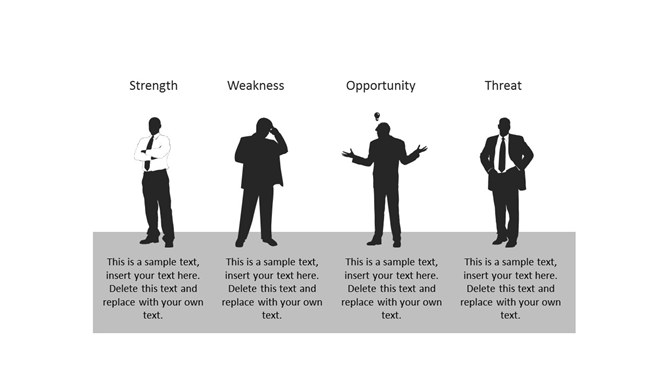 商务人物剪影SWOT分析PPT模板
